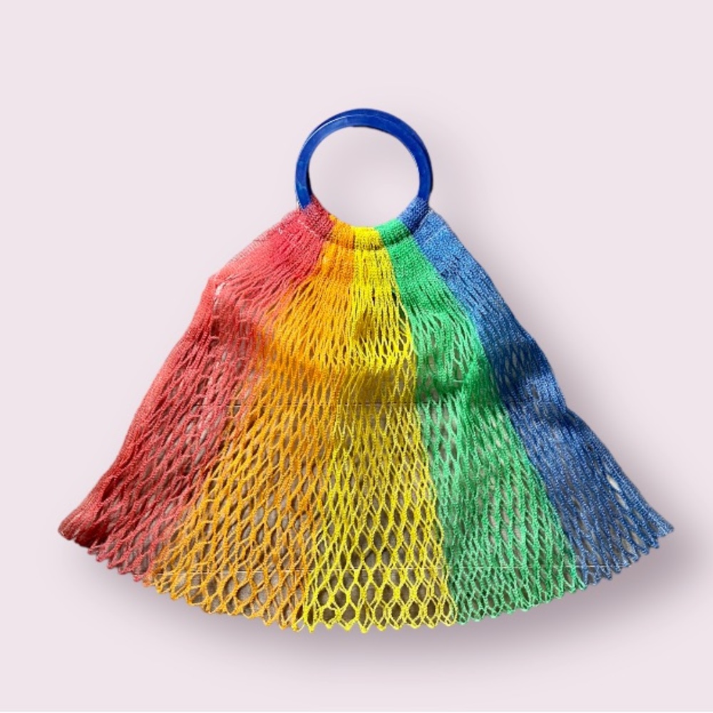 Vintage Rainbow Plastic Mesh Market Bag